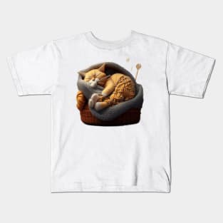 Sleepy Kitty Cat Knitten Kitten Kids T-Shirt